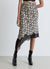 Asymmetric skirt in satin-like fabric with snake print pattern