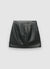 Leather-effect mini skirt with fringed rhinestones