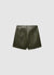 Solid-colour faux leather skirt-trousers