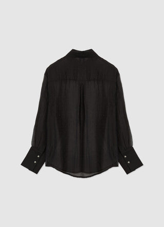 Camicia con trasparenze ed applicazioni di strass