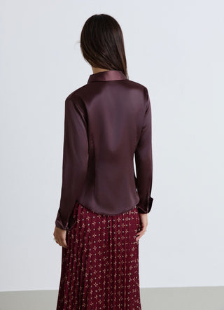 Camicia crop similsatin tinta unita
