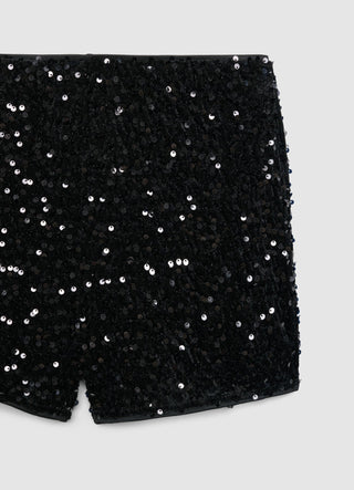High-Waist Shorts mit Pailletten