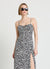 Vestito lungo con stampa animalier e spacco