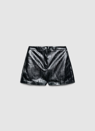 Shorts in einfarbigem Lederoptik