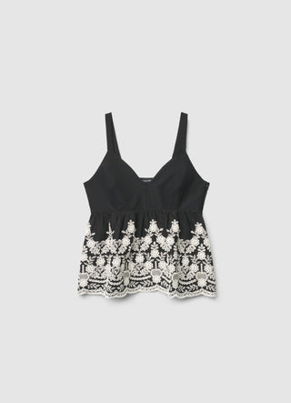 Top peplo con ricamo floreale