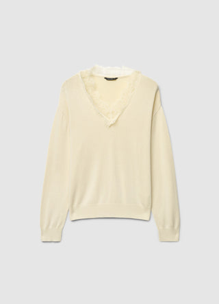 V-neck top with lace insert
