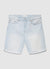 Shorts in denim effetto slavato con risvolto