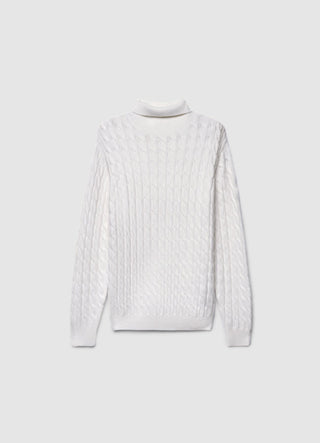 Chunky cable-knit roll neck jumper