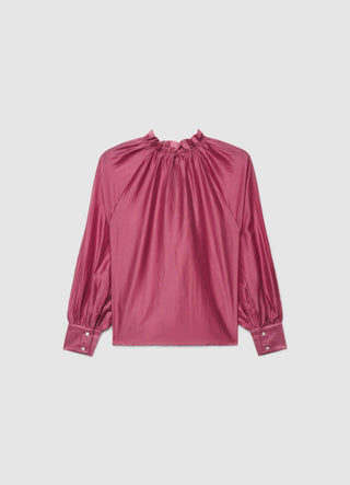 Bluse mit Rüschen und Bändern am Kragen