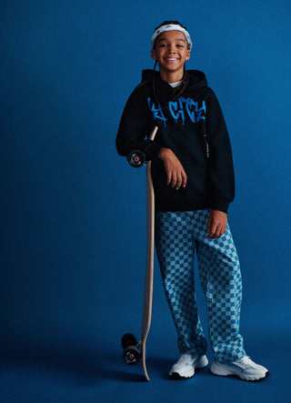 Jean super baggy à carreaux
