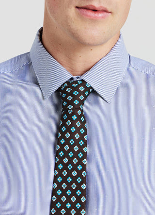 Camicia a righe e microfantasia rombi