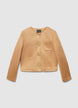 Blouson effet daim avec boutons - S