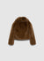 Crop jacket with plush effect and notched collar