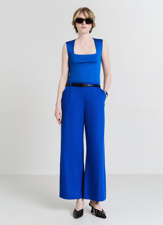 Linen-blend palazzo trousers