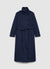Long coat with high collar and belt