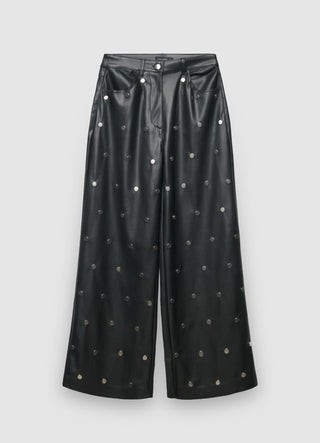 Pantaloni wide leg con borchie
