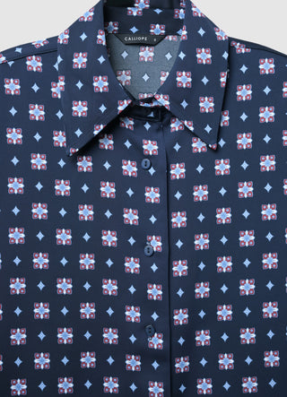 Patterned satin-like shirt