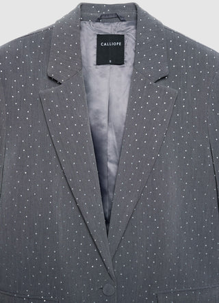 Giacca monopetto con strass all over