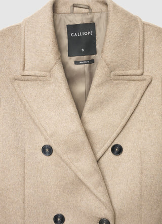 Long double-breasted solid-colour coat