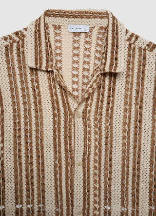 Striped crochet bowling shirt