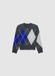 Oversize Pullover mit Rautenmuster - XS