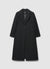 Long coat with single-button closure