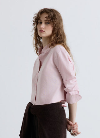 Camicia crop oxford a tinta unita
