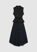 Abito gilet con gonna plissé e cintura - M
