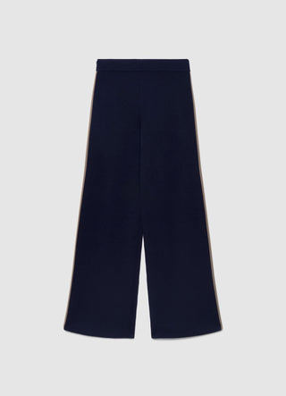 Pantaloni palazzo in maglia con profili