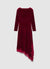 Robe longue asymétrique avec décolleté drapé et dentelle