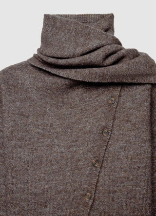 Cardigan con collo sciarpa e bottoni