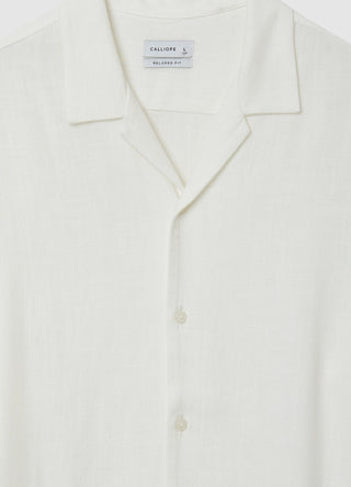 Linen-blend bowling shirt