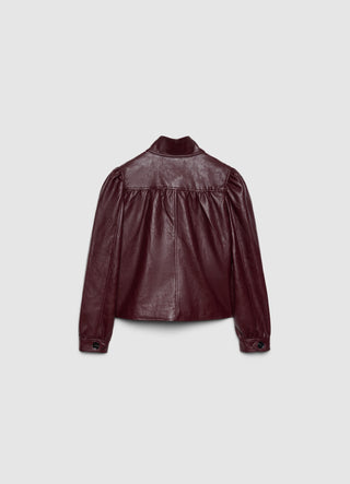 Doppelreihige Lederjacke mit Puffärmeln