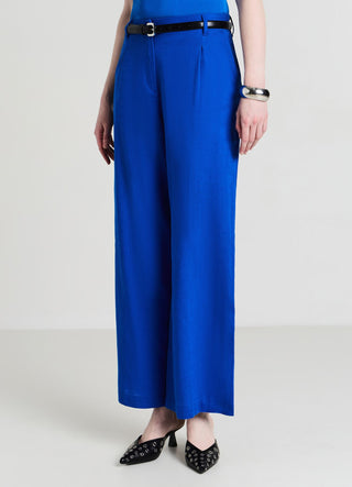 Linen-blend palazzo trousers