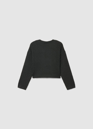 Cardigan crop in maglia con fiocchi