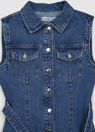 Vestito smanicato in denim