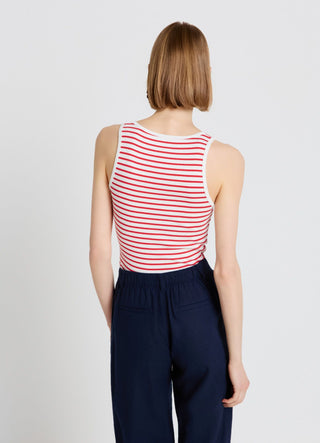 Striped top with V-neckline