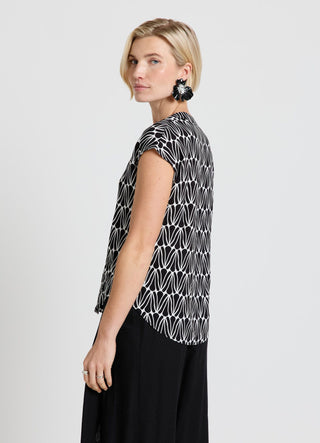 Camicia con colletto coreano e stampa