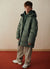 Langer, gesteppter Steppjacke mit Kapuze