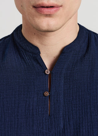 Embossed fabric button-down shirt