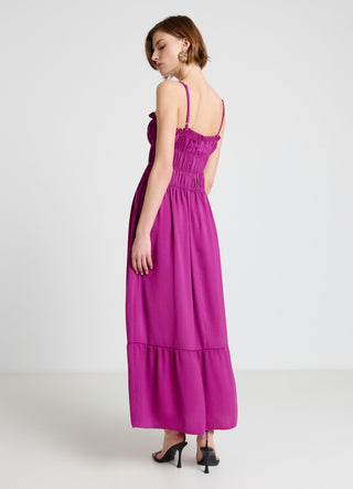 Long dress with smocked bodice