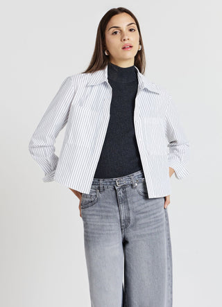 Crop shirt with pockets and stripes