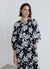 Blusa simil satin fiori e maniche a palloncino