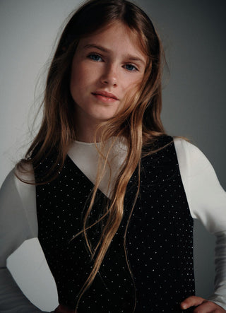Gilet a pois con bottoni