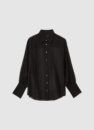 Camicia con trasparenze ed applicazioni di strass