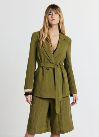 Double-breasted jacket with sash
