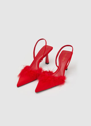 Feather slingback pumps