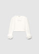Cropped T-shirt with rhinestone lettering and feathered cuffs - 8-9