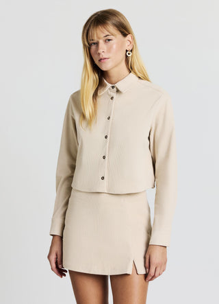 Crop-Shirt mit Cordoptik