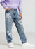 Jeans mom fit con strappi e stampa cuori